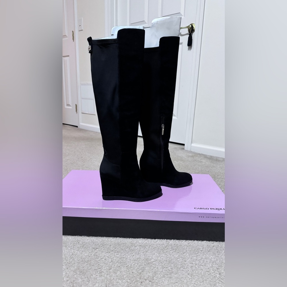 carlo pazolini suede leather wedge boots